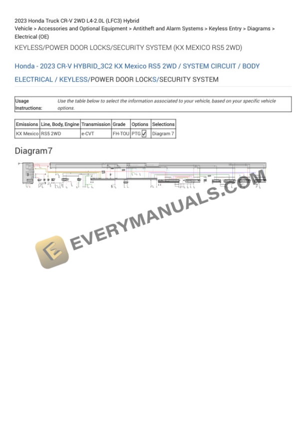 Honda Truck CR-V 2WD 2023 Electrical Diagrams L4-2.0L (LFC3) Hybrid 7 Honda Truck CR-V 2WD 2023 Electrical Diagrams L4-2.0L (LFC3) Hybrid - Image 5