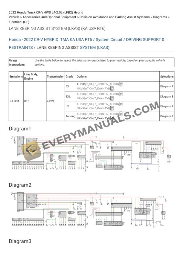 Honda Truck CR-V 4WD 2022 Electrical Diagrams L4-2.0L (LFB2) Hybrid 5 Honda Truck CR-V 4WD 2022 Electrical Diagrams L4-2.0L (LFB2) Hybrid - Image 3