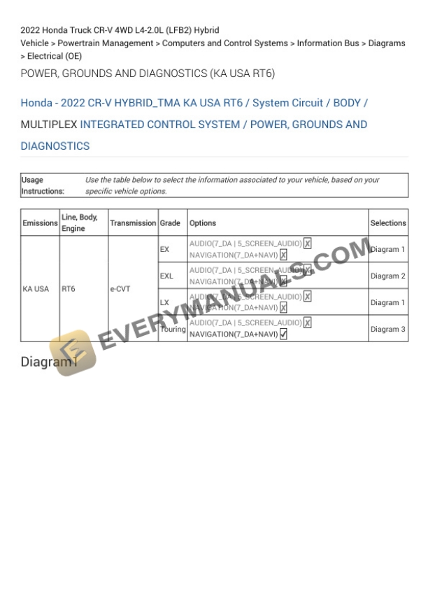 Honda Truck CR-V 4WD 2022 Electrical Diagrams L4-2.0L (LFB2) Hybrid 7 Honda Truck CR-V 4WD 2022 Electrical Diagrams L4-2.0L (LFB2) Hybrid - Image 5