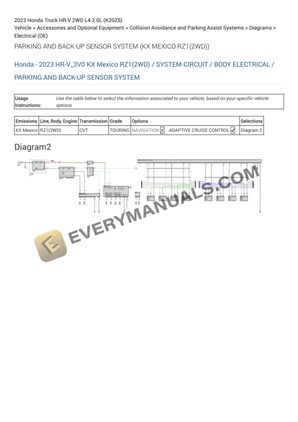 Honda Truck HR-V 2WD 2023 Electrical Diagrams L4-2.0L (K20Z5) 6 Honda Truck HR-V 2WD 2023 Electrical Diagrams L4-2.0L (K20Z5) - Image 4