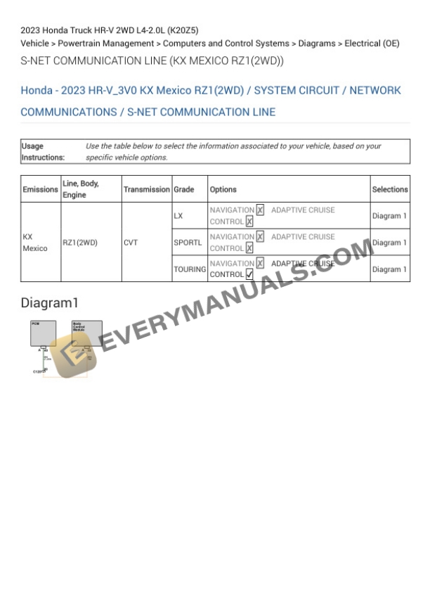 Honda Truck HR-V 2WD 2023 Electrical Diagrams L4-2.0L (K20Z5) 7 Honda Truck HR-V 2WD 2023 Electrical Diagrams L4-2.0L (K20Z5) - Image 5