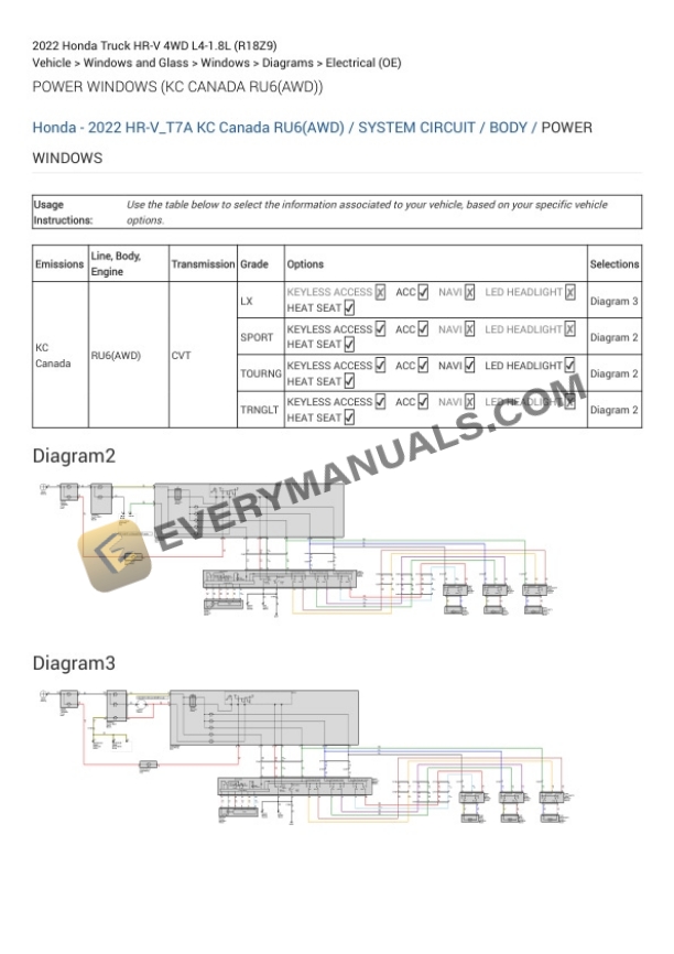 Honda Truck HR-V 4WD 2022 Electrical Diagrams L4-1.8L (R18Z9) 7 Honda Truck HR-V 4WD 2022 Electrical Diagrams L4-1.8L (R18Z9) - Image 5