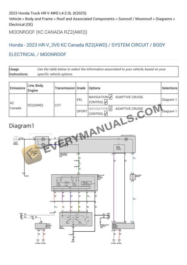 Honda Truck HR-V 4WD 2023 Electrical Diagrams L4-2.0L (K20Z5) 6 Honda Truck HR-V 4WD 2023 Electrical Diagrams L4-2.0L (K20Z5) - Image 4