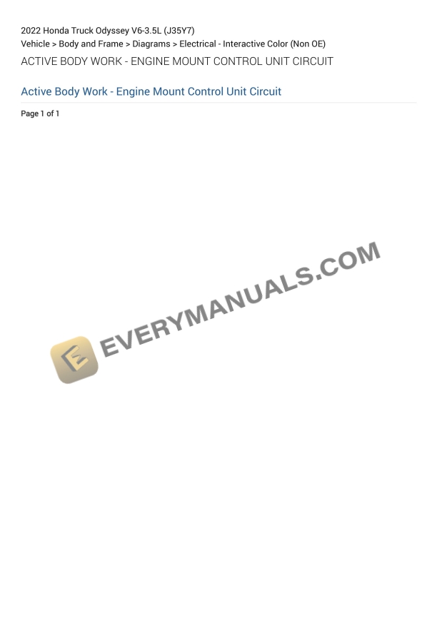 Honda Truck Odyssey 2022 Electrical Diagrams V6-3.5L (J35Y7)