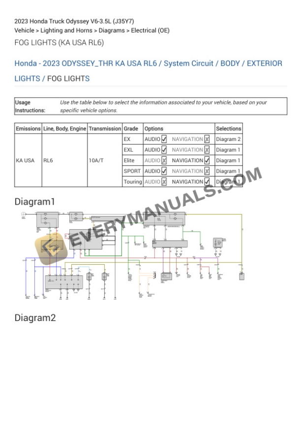 Honda Truck Odyssey 2023 Electrical Diagrams V6-3.5L (J35Y7) 4 Honda Truck Odyssey 2023 Electrical Diagrams V6-3.5L (J35Y7) - Image 2