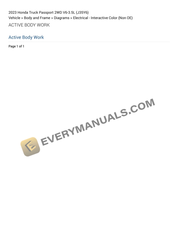 Honda Truck Passport 2WD 2023 Electrical Diagrams V6-3.5L (J35Y6)