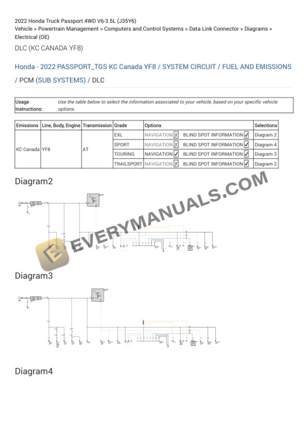Honda Truck Passport 4WD 2022 Electrical Diagrams V6-3.5L (J35Y6) 4 Honda Truck Passport 4WD 2022 Electrical Diagrams V6-3.5L (J35Y6) - Image 2