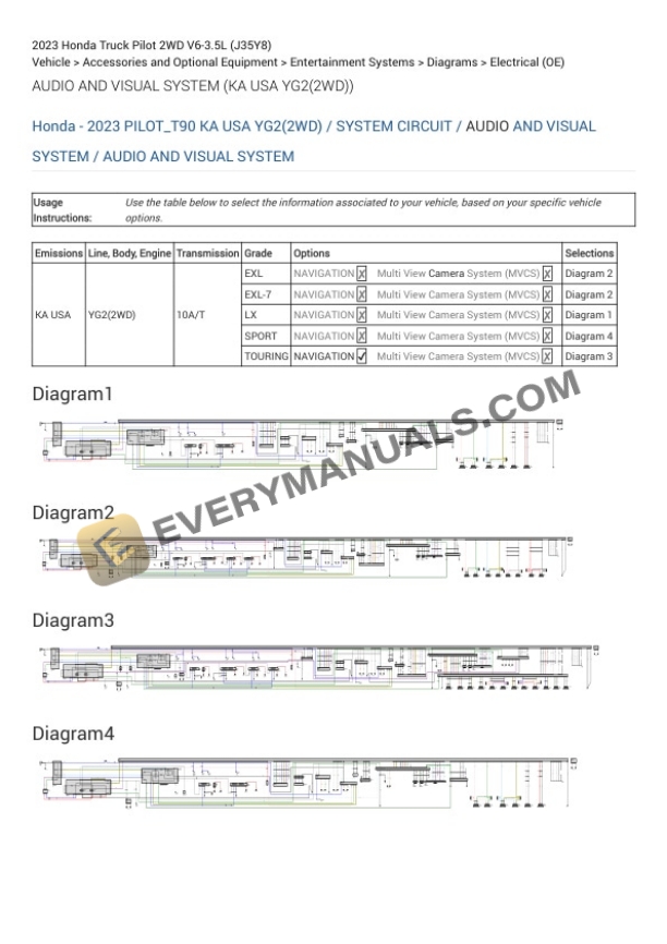Honda Truck Pilot 2WD 2023 Electrical Diagrams V6-3.5L (J35Y8) 4 Honda Truck Pilot 2WD 2023 Electrical Diagrams V6-3.5L (J35Y8) - Image 2