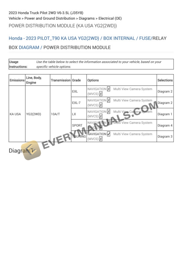 Honda Truck Pilot 2WD 2023 Electrical Diagrams V6-3.5L (J35Y8) 6 Honda Truck Pilot 2WD 2023 Electrical Diagrams V6-3.5L (J35Y8) - Image 4