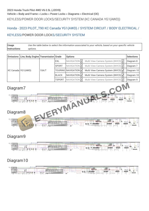 Honda Truck Pilot 4WD 2023 Electrical Diagrams V6-3.5L (J35Y8) 5 Honda Truck Pilot 4WD 2023 Electrical Diagrams V6-3.5L (J35Y8) - Image 3