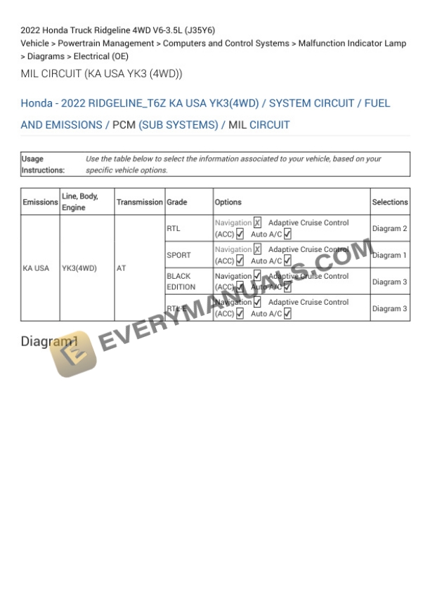 Honda Truck Ridgeline 4WD 2022 Electrical Diagrams V6-3.5L (J35Y6) 6 Honda Truck Ridgeline 4WD 2022 Electrical Diagrams V6-3.5L (J35Y6) - Image 4