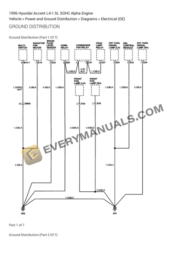 Hyundai Accent 1996 Electrical Diagrams L4-1.5L SOHC Alpha Engine 7 Hyundai Accent 1996 Electrical Diagrams L4-1.5L SOHC Alpha Engine - Image 5