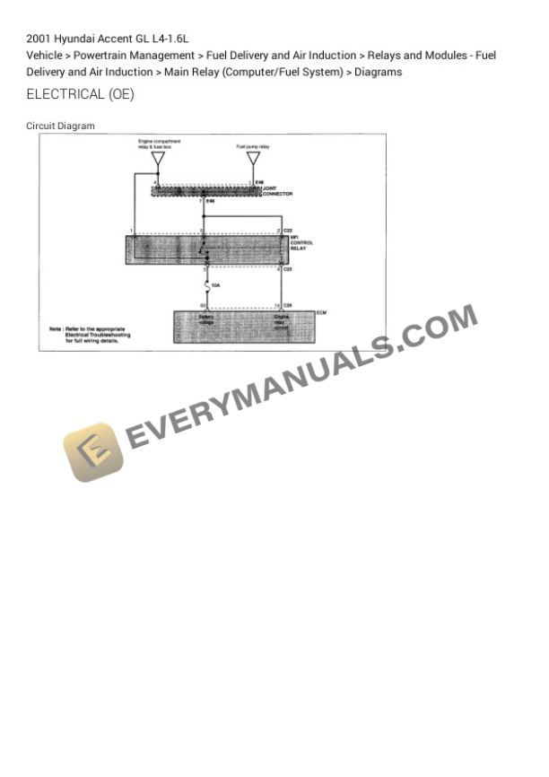 Hyundai Accent GL 2001 Electrical Diagrams L4-1.6L 6 Hyundai Accent GL 2001 Electrical Diagrams L4-1.6L - Image 4