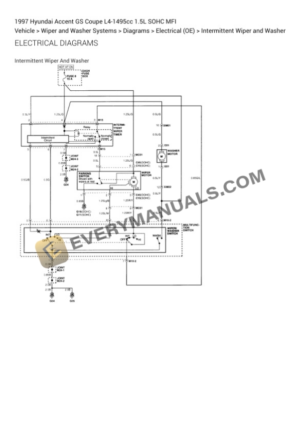 Hyundai Accent GS Coupe 1997 Electrical Diagrams L4-1495cc 1.5L SOHC MFI 7 Hyundai Accent GS Coupe 1997 Electrical Diagrams L4-1495cc 1.5L SOHC MFI - Image 5