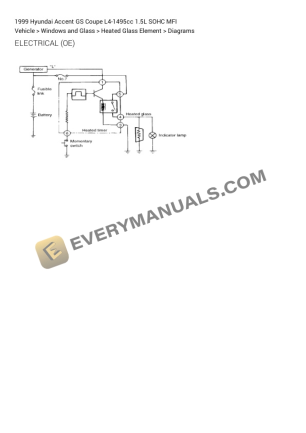 Hyundai Accent GS Coupe 1999 Electrical Diagrams L4-1495cc 1.5L SOHC MFI 6 Hyundai Accent GS Coupe 1999 Electrical Diagrams L4-1495cc 1.5L SOHC MFI - Image 4