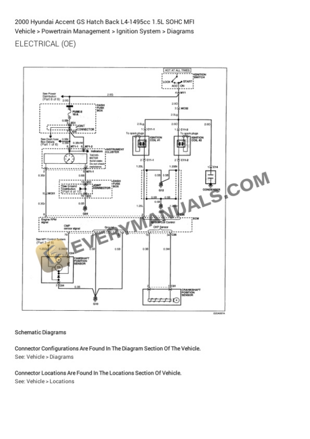 Hyundai Accent GS Hatch Back 2000 Electrical Diagrams L4-1495cc 1.5L SOHC MFI 6 Hyundai Accent GS Hatch Back 2000 Electrical Diagrams L4-1495cc 1.5L SOHC MFI - Image 4