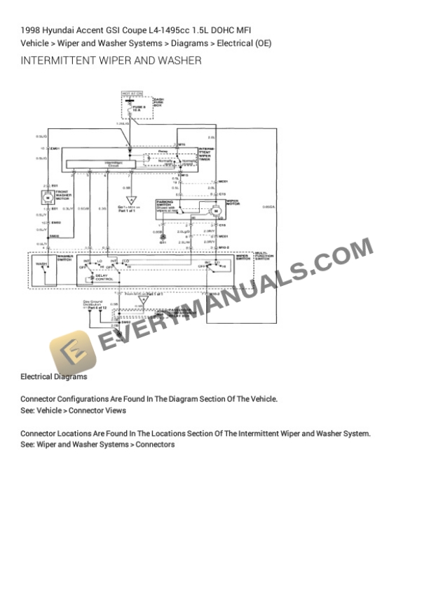 Hyundai Accent GSI Coupe 1998 Electrical Diagrams L4-1495cc 1.5L DOHC MFI 7 Hyundai Accent GSI Coupe 1998 Electrical Diagrams L4-1495cc 1.5L DOHC MFI - Image 5