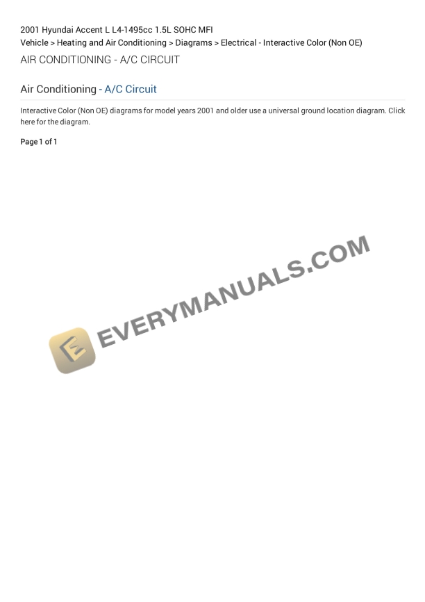 Hyundai Accent L 2001 Electrical Diagrams L4-1495cc 1.5L SOHC MFI