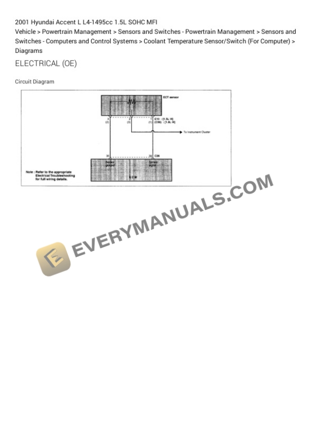Hyundai Accent L 2001 Electrical Diagrams L4-1495cc 1.5L SOHC MFI 4 Hyundai Accent L 2001 Electrical Diagrams L4-1495cc 1.5L SOHC MFI - Image 2