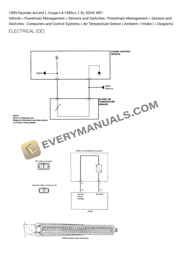 Hyundai Accent L Coupe 1999 Electrical Diagrams L4-1495cc 1.5L SOHC MFI 4 Hyundai Accent L Coupe 1999 Electrical Diagrams L4-1495cc 1.5L SOHC MFI - Image 2