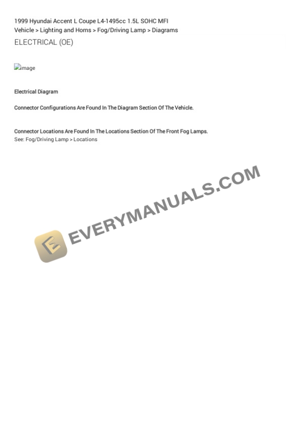 Hyundai Accent L Coupe 1999 Electrical Diagrams L4-1495cc 1.5L SOHC MFI 6 Hyundai Accent L Coupe 1999 Electrical Diagrams L4-1495cc 1.5L SOHC MFI - Image 4