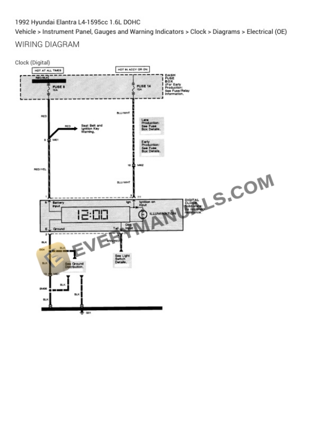 Hyundai Elantra 1992 Electrical Diagrams L4-1595cc 1.6L DOHC 6 Hyundai Elantra 1992 Electrical Diagrams L4-1595cc 1.6L DOHC - Image 4