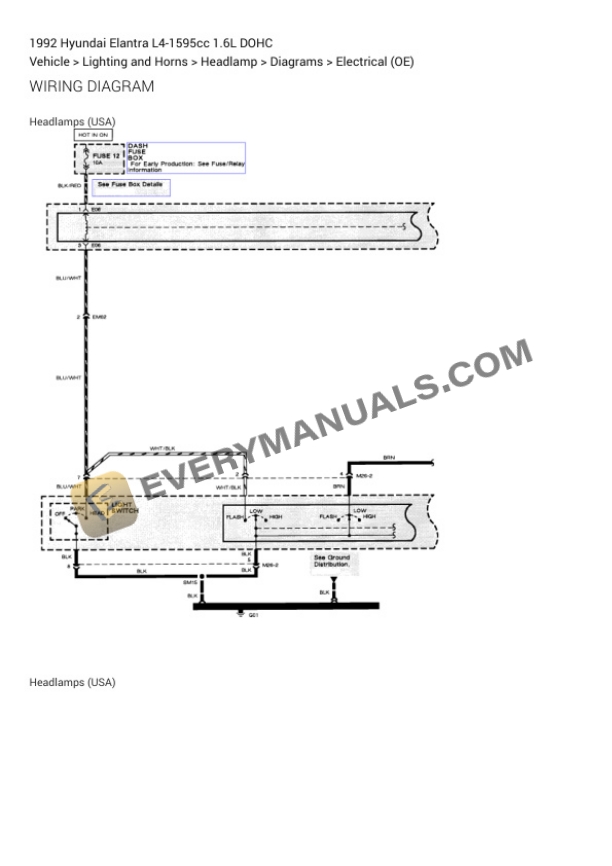 Hyundai Elantra 1992 Electrical Diagrams L4-1595cc 1.6L DOHC 7 Hyundai Elantra 1992 Electrical Diagrams L4-1595cc 1.6L DOHC - Image 5