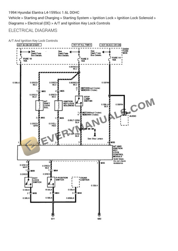 Hyundai Elantra 1994 Electrical Diagrams L4-1595cc 1.6L DOHC 5 Hyundai Elantra 1994 Electrical Diagrams L4-1595cc 1.6L DOHC - Image 3
