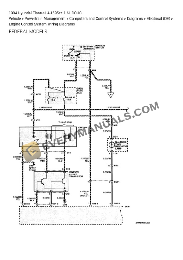 Hyundai Elantra 1994 Electrical Diagrams L4-1595cc 1.6L DOHC 7 Hyundai Elantra 1994 Electrical Diagrams L4-1595cc 1.6L DOHC - Image 5