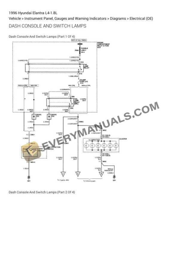 Hyundai Elantra 1996 Electrical Diagrams L4-1.8L 4 Hyundai Elantra 1996 Electrical Diagrams L4-1.8L - Image 2