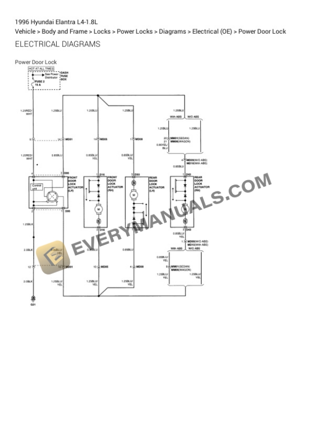 Hyundai Elantra 1996 Electrical Diagrams L4-1.8L 7 Hyundai Elantra 1996 Electrical Diagrams L4-1.8L - Image 5