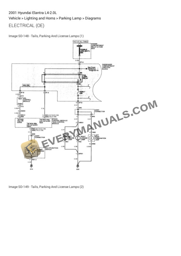 Hyundai Elantra 2001 Electrical Diagrams L4-2.0L 7 Hyundai Elantra 2001 Electrical Diagrams L4-2.0L - Image 5