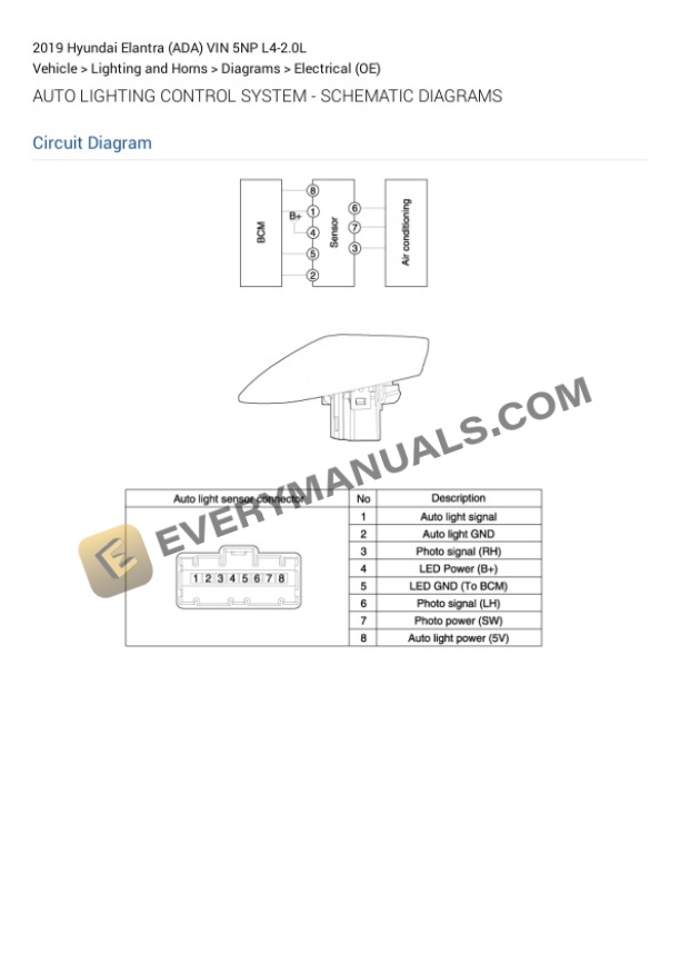 Hyundai Elantra (ADA) VIN 5NP 2019 Electrical Diagrams L4-2.0L 4 Hyundai Elantra (ADA) VIN 5NP 2019 Electrical Diagrams L4-2.0L - Image 2