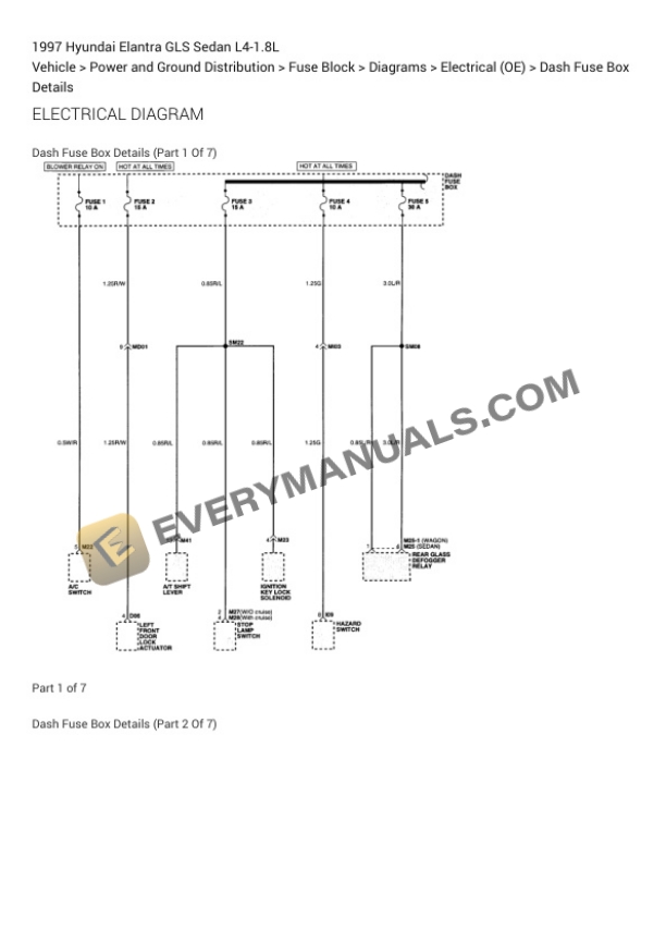 Hyundai Elantra GLS Sedan 1997 Electrical Diagrams L4-1.8L 4 Hyundai Elantra GLS Sedan 1997 Electrical Diagrams L4-1.8L - Image 2