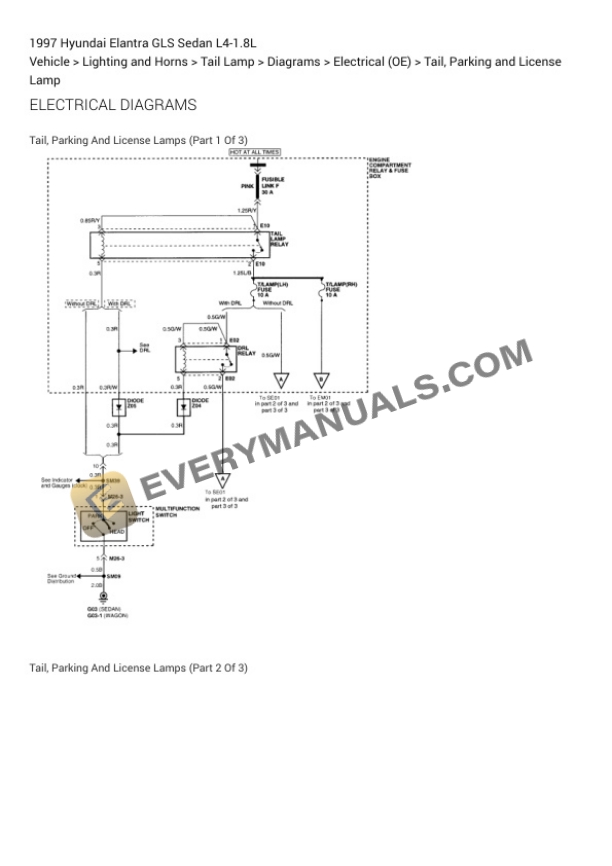 Hyundai Elantra GLS Sedan 1997 Electrical Diagrams L4-1.8L 6 Hyundai Elantra GLS Sedan 1997 Electrical Diagrams L4-1.8L - Image 4