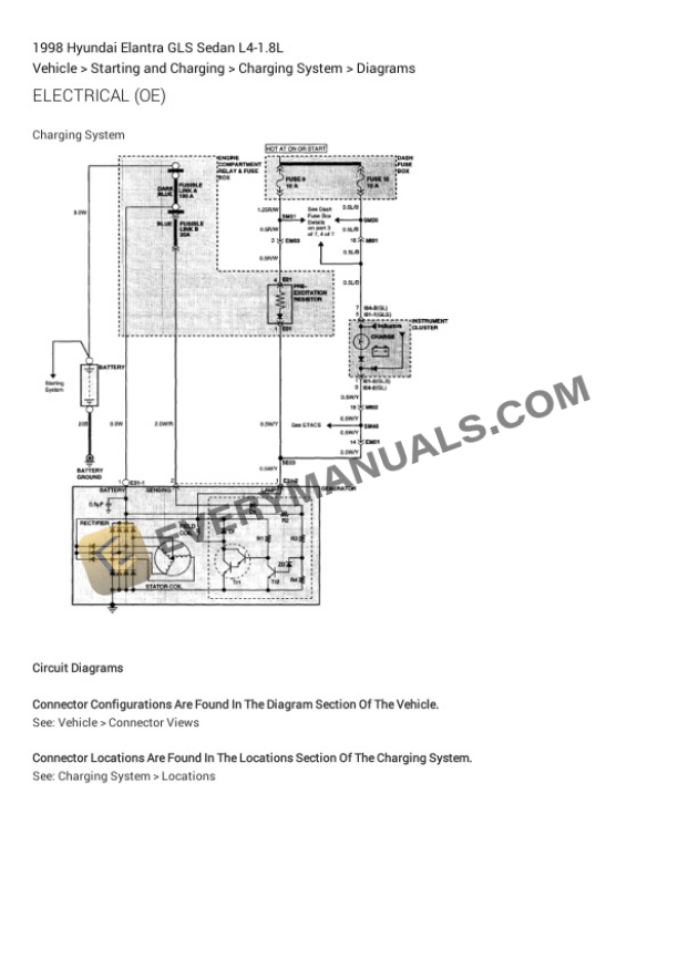 Hyundai Elantra GLS Sedan 1998 Electrical Diagrams L4-1.8L 4 Hyundai Elantra GLS Sedan 1998 Electrical Diagrams L4-1.8L - Image 2