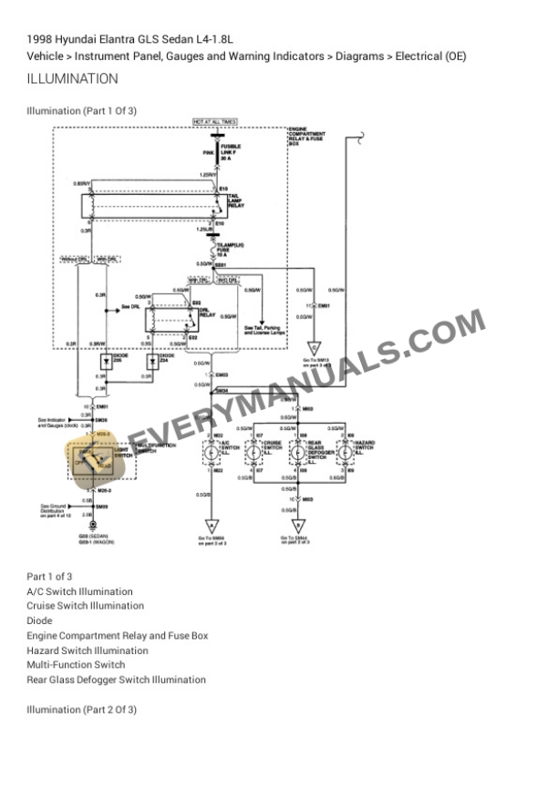 Hyundai Elantra GLS Sedan 1998 Electrical Diagrams L4-1.8L 7 Hyundai Elantra GLS Sedan 1998 Electrical Diagrams L4-1.8L - Image 5
