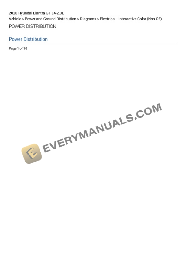 Hyundai Elantra GT 2020 Electrical Diagrams L4-2.0L 4 Hyundai Elantra GT 2020 Electrical Diagrams L4-2.0L - Image 2