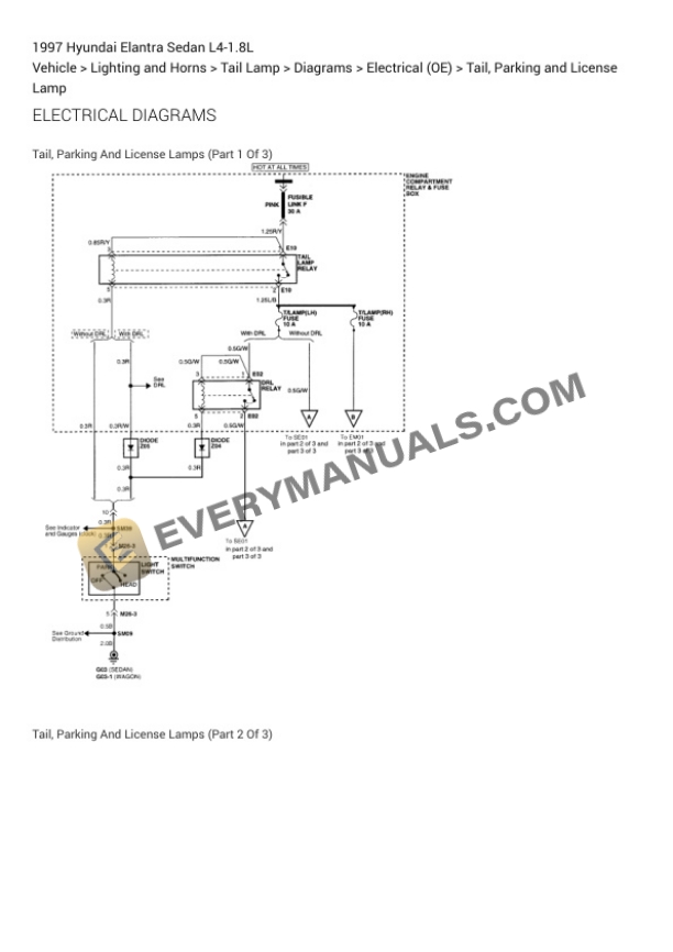 Hyundai Elantra Sedan 1997 Electrical Diagrams L4-1.8L 6 Hyundai Elantra Sedan 1997 Electrical Diagrams L4-1.8L - Image 4