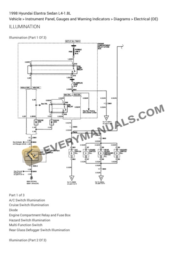 Hyundai Elantra Sedan 1998 Electrical Diagrams L4-1.8L 7 Hyundai Elantra Sedan 1998 Electrical Diagrams L4-1.8L - Image 5