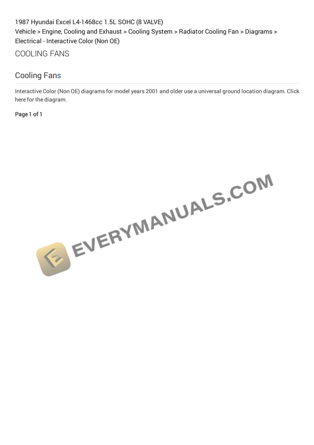 Hyundai Excel 1987 Electrical Diagrams L4-1468cc 1.5L SOHC (8 VALVE)