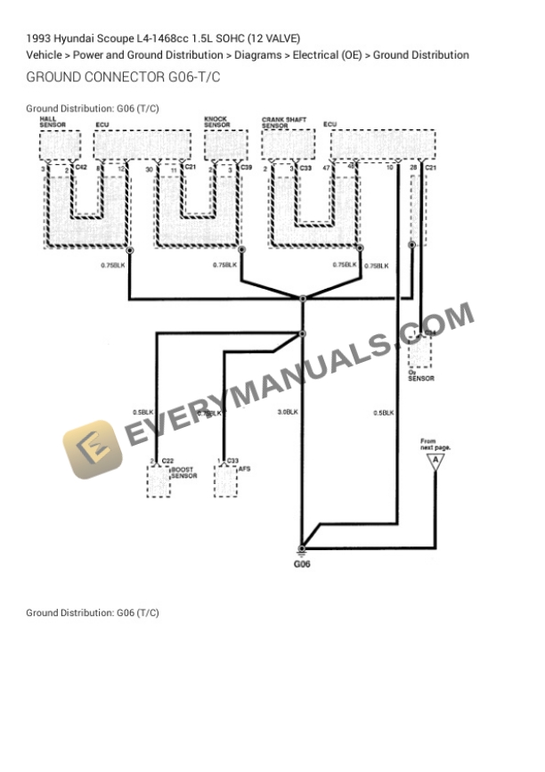 Hyundai Scoupe 1993 Electrical Diagrams L4-1468cc 1.5L SOHC (12 VALVE) 4 Hyundai Scoupe 1993 Electrical Diagrams L4-1468cc 1.5L SOHC (12 VALVE) - Image 2