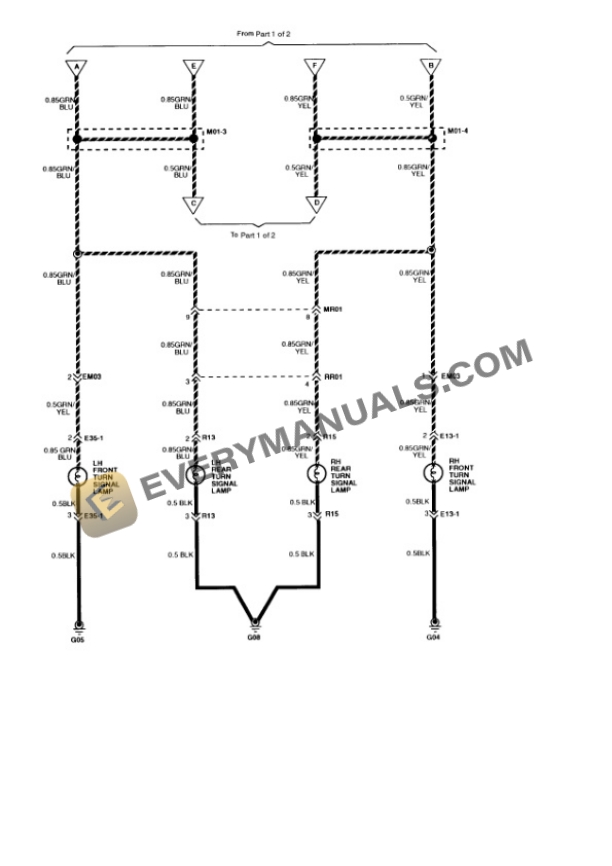 Hyundai Scoupe 1994 Electrical Diagrams L4-1495cc 1.5L SOHC Turbo VIN N MFI 6 Hyundai Scoupe 1994 Electrical Diagrams L4-1495cc 1.5L SOHC Turbo VIN N MFI - Image 4