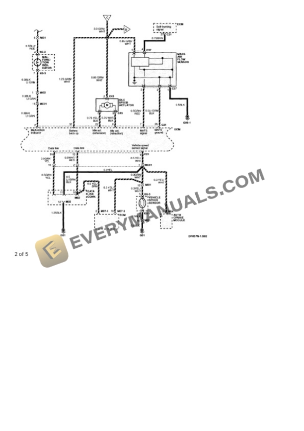 Hyundai Scoupe 1994 Electrical Diagrams L4-1495cc 1.5L SOHC Turbo VIN N MFI 7 Hyundai Scoupe 1994 Electrical Diagrams L4-1495cc 1.5L SOHC Turbo VIN N MFI - Image 5