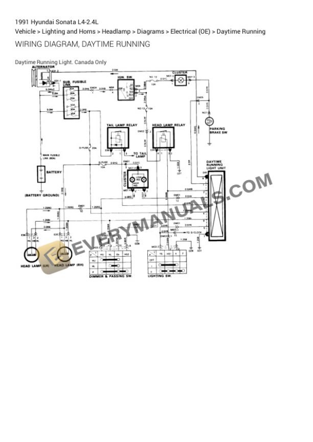Hyundai Sonata 1991 Electrical Diagrams L4-2.4L 4 Hyundai Sonata 1991 Electrical Diagrams L4-2.4L - Image 2