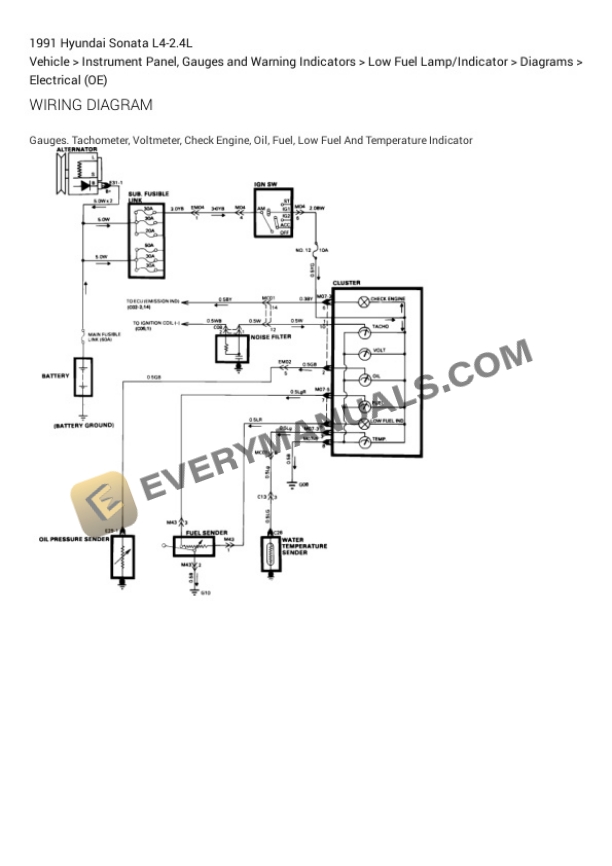 Hyundai Sonata 1991 Electrical Diagrams L4-2.4L 7 Hyundai Sonata 1991 Electrical Diagrams L4-2.4L - Image 5