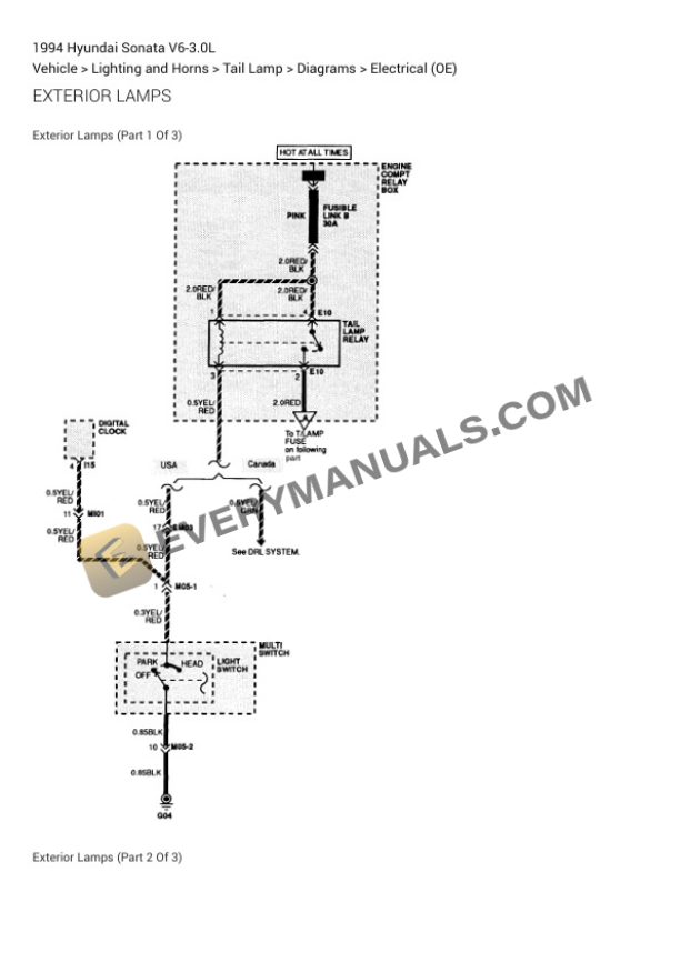 Hyundai Sonata 1994 Electrical Diagrams V6-3.0L 5 Hyundai Sonata 1994 Electrical Diagrams V6-3.0L - Image 3