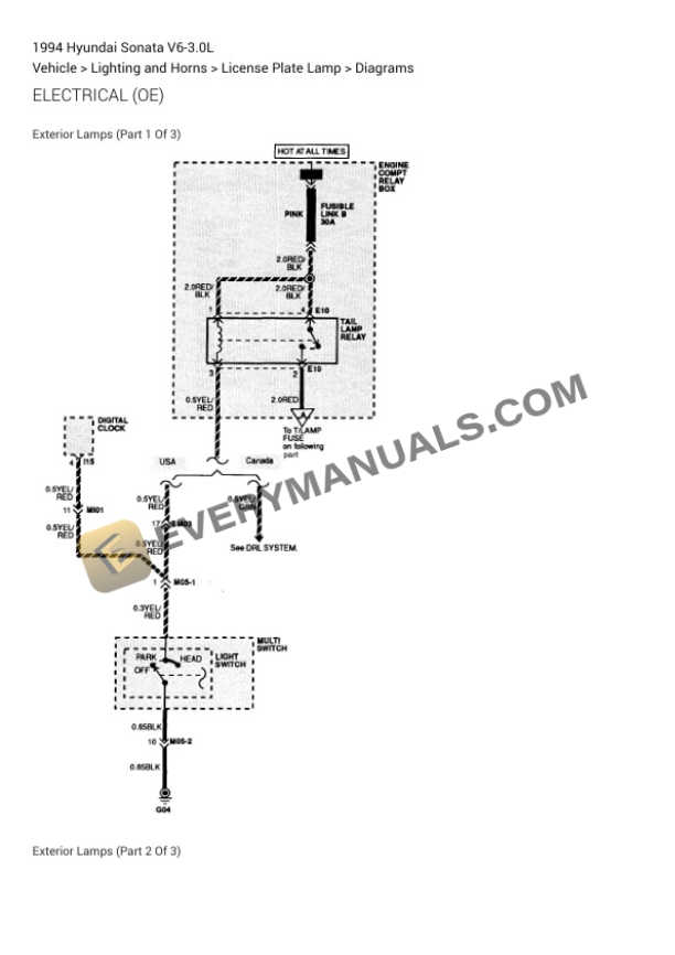 Hyundai Sonata 1994 Electrical Diagrams V6-3.0L 7 Hyundai Sonata 1994 Electrical Diagrams V6-3.0L - Image 5