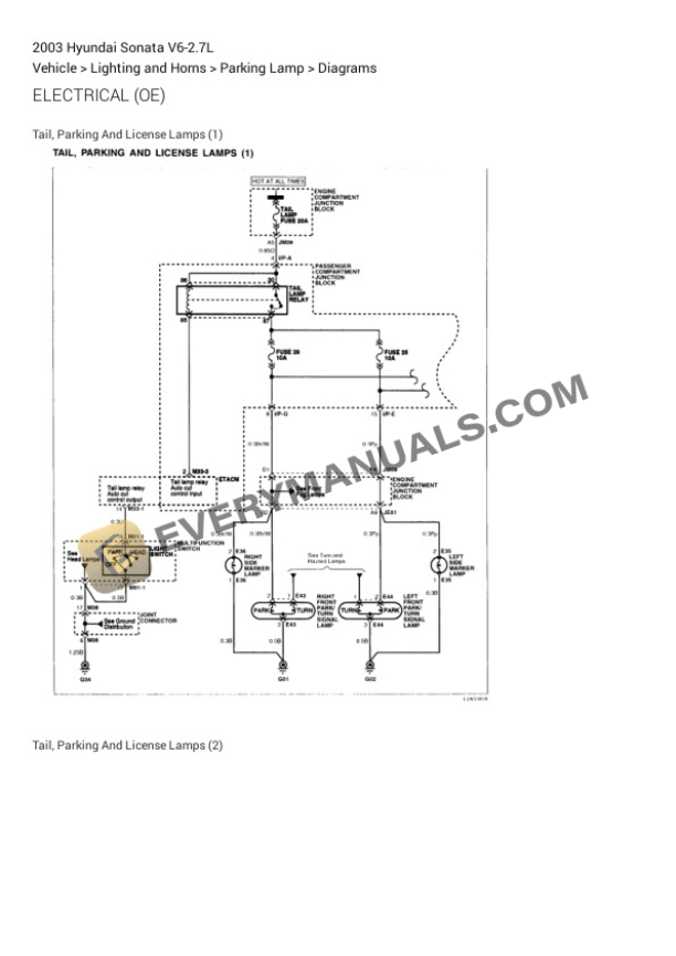 Hyundai Sonata 2003 Electrical Diagrams V6-2.7L 6 Hyundai Sonata 2003 Electrical Diagrams V6-2.7L - Image 4