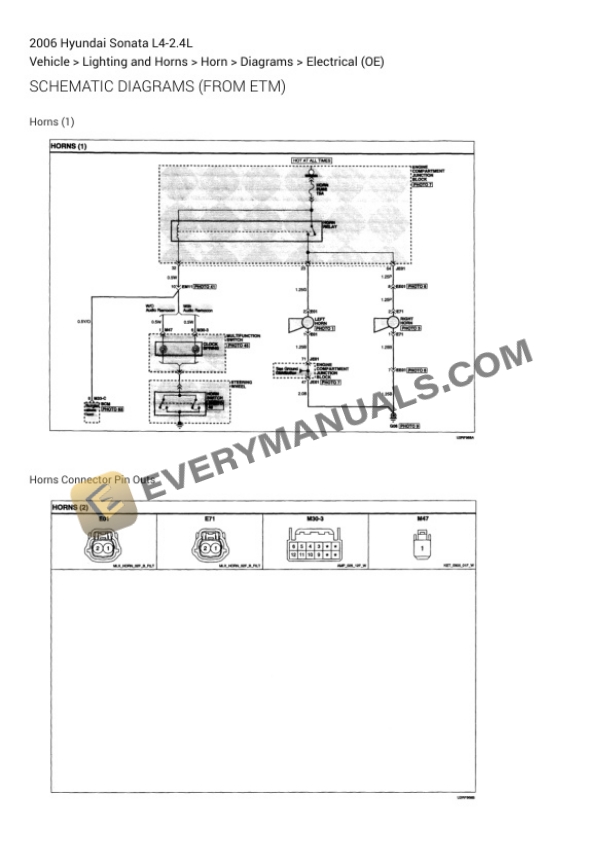 Hyundai Sonata 2006 Electrical Diagrams L4-2.4L 7 Hyundai Sonata 2006 Electrical Diagrams L4-2.4L - Image 5